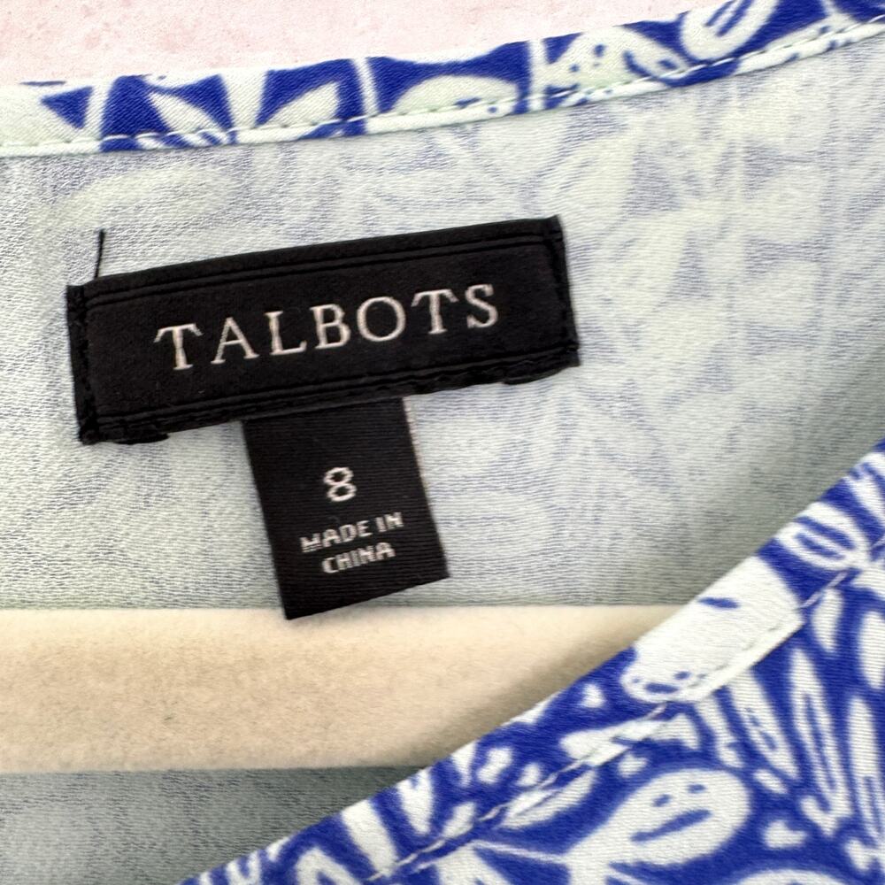 Talbots Womens Sleeveless Maxi Dress Size 8 Chiffon Flowy Floral Paisley Blue - Picture 2 of 8
